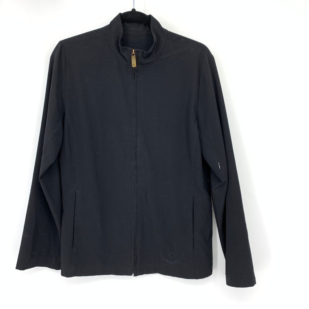 Zenergy By Chicos Full Zip Mock Neck Jacket Womens Sz 1 US M Black Long Sleeve